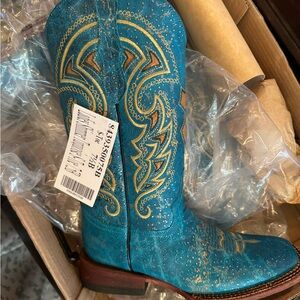 Ferrini Ladies Shimmer Square Toe Boots size 7.5🩵